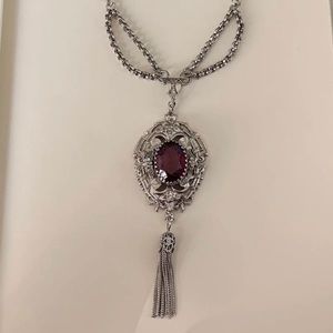 Vintage Whiting & Davis Necklace w/Purple Crystal